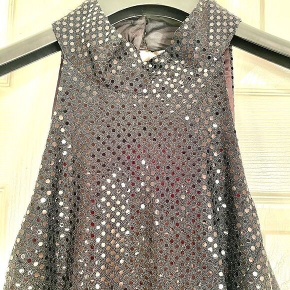 VINTAGE ROBERTA HIGH NECK BLACK SEQUIN GOWN 12 - Picture 5 of 8